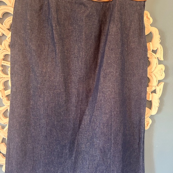 Vintage Rare Forenza Indigo Denim Blazer and Skirt with Tan Piping size 18 - Picture 10 of 12